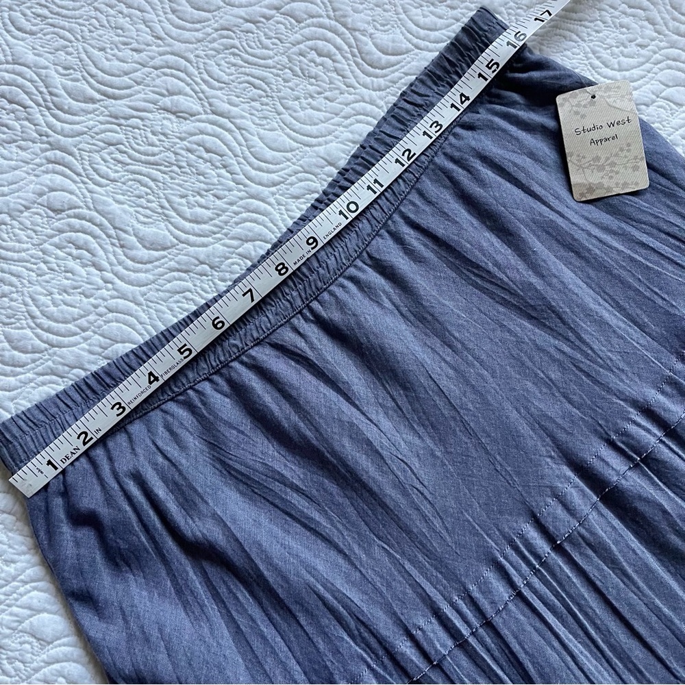 Studio West Skirt Chambray Tiered Maxi Size Large - Picture 9 of 13